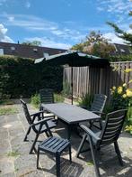 Kunststof Tuinset met Tafel, Stoelen en Hocker, Ophalen, 4 zitplaatsen, Kunststof, Eettafel