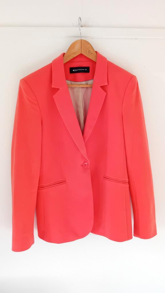 Supermooie sweat blazer koraal oranje Expresso 40, Kleding | Dames, Jasjes, Kostuums en Pakken, Zo goed als nieuw, Maat 38/40 (M)