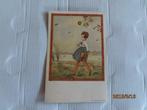 oude ansichtkaart meisje aan het wandelen, Ophalen of Verzenden, 1920 tot 1940, Ongelopen, Kinderen