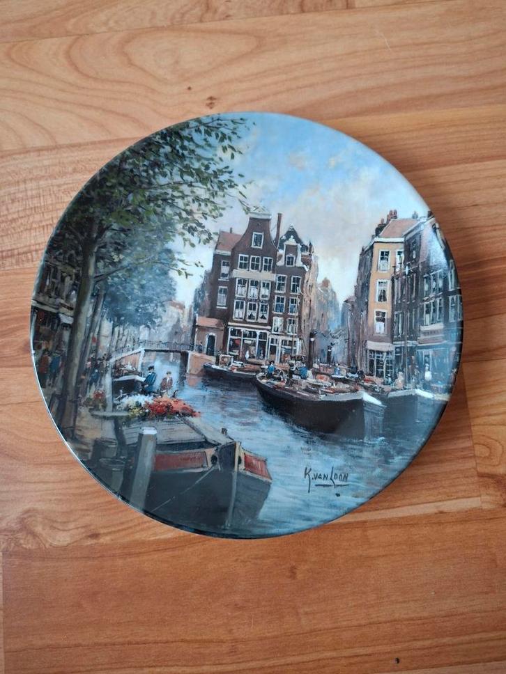 Mosa Wandbord "Lente aan een Rotterdamse Gracht", Antiek en Kunst, Antiek | Wandborden en Tegels, Ophalen of Verzenden