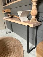 Sidetable oud eiken staal 180cm, Ophalen, Nieuw, 150 tot 200 cm, 25 tot 50 cm