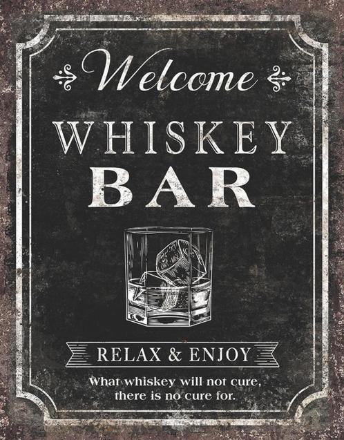 Whiskey Bar Relax & Enjoy.  Metalen wandbord 31,5 x 40,5 cm., Verzamelen, Merken en Reclamevoorwerpen, Nieuw, Reclamebord, Ophalen of Verzenden