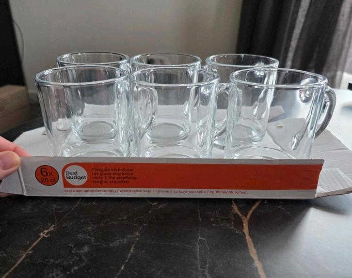 6x Duralex thee bekers glazen theeglas NIEUW, Verzamelen, Glas en Borrelglaasjes, Nieuw, Ophalen of Verzenden