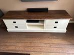 TV meubel wit met bruin eiken blad, Ophalen, Gebruikt, 150 tot 200 cm, Eikenhout