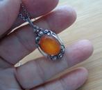 zilveren ketting met antieke hanger [678], Gebruikt, Verzenden, Met edelsteen, Zilver