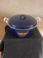 Blauwe geëmailleerde gietijzeren braadpan, Huis en Inrichting, Keuken | Potten en Pannen, Gebruikt, Ophalen of Verzenden, Koekenpan of Braadpan