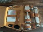 Vintage leren toilettas, reisset, beautycase, Ophalen