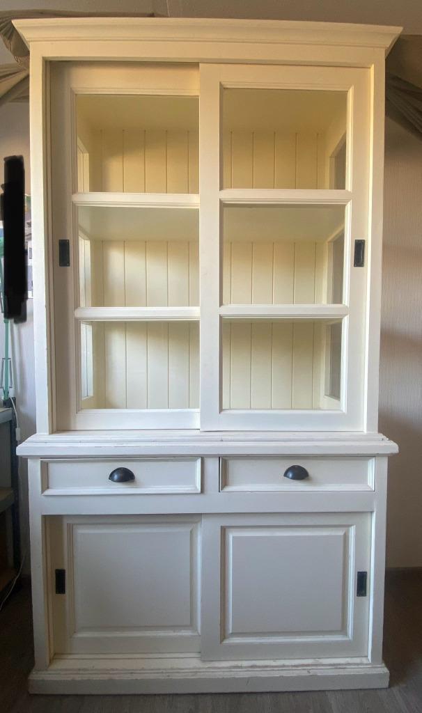 Creme hoogwaardige houten buffetkast 2 delen, Huis en Inrichting, Kasten | Buffetkasten, Gebruikt, 200 cm of meer, 100 tot 150 cm