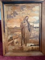 De Goede Herder schilderij van houtfineer, Huis en Inrichting, Woonaccessoires | Schilderijen, Tekeningen en Foto's, Oorspronkelijke maker