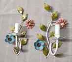 Vintage Franse Bloemen Wandlampen - Metaal, Antiek en Kunst, Ophalen of Verzenden, Overige materialen