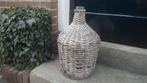 Vintage mandfles glas riet 42 hoog brocante glazen wijnfles, Ophalen of Verzenden
