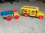 Fisher-Price schoolbus 1965 met 8 poppetjes + kiepauto, Kinderen en Baby's, Speelgoed | Fisher-Price, Ophalen, Zo goed als nieuw