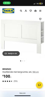 IKEA Brimnes hoofdbord met opbergruimte, Huis en Inrichting, Ophalen, Wit, Tweepersoons, Zo goed als nieuw
