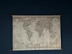 Vintage Wereldkaart van Stof - Wanddecoratie, Ophalen of Verzenden, Zo goed als nieuw