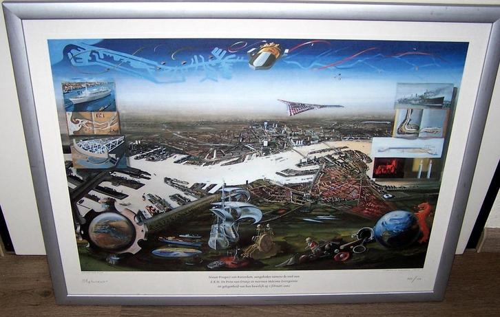 Olphaert den Otter-Zeefdruk - Nieuw Prospect van Rotterdam., Antiek en Kunst, Kunst | Litho's en Zeefdrukken, Ophalen of Verzenden