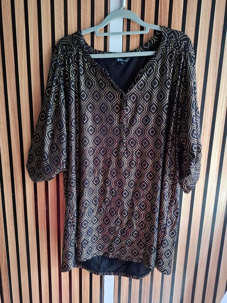 M&S Mode Tuniek XL Gouden Print (177), Kleding | Dames, Jurken, Zo goed als nieuw, Maat 46/48 (XL) of groter, Zwart, Boven de knie