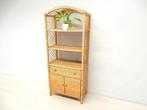 vintage rotan kast jaren 60 / 70 riet wandkast boekenkast, 50 tot 100 cm, Overige materialen, 25 tot 50 cm, 150 tot 200 cm