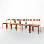 Vintage Deense eetkamerstoelen, Henning Kjaernulf, set van 6, Ophalen, Gebruikt, Overige kleuren, Vijf, Zes of meer stoelen