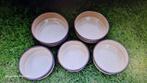 5 beige bruin emaille schalen. doorsnee 17-20-22cm, Antiek en Kunst, Antiek | Emaille, Ophalen of Verzenden