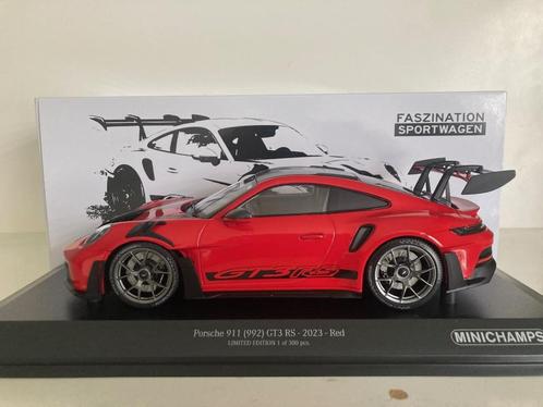 Porsche 911 (992) GT3 RS 2023 Weissach Package 1:18 (nieuw), Hobby en Vrije tijd, Modelauto's | 1:18, Nieuw, Auto, MiniChamps