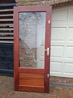 Hard-houten deur met beslag, Ophalen, Gebruikt, 80 tot 100 cm, Buitendeur
