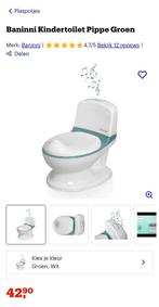 Banini plaspotje pippe met doorspoelgeluid wit groen toilet, Ophalen, Zo goed als nieuw, Overige typen