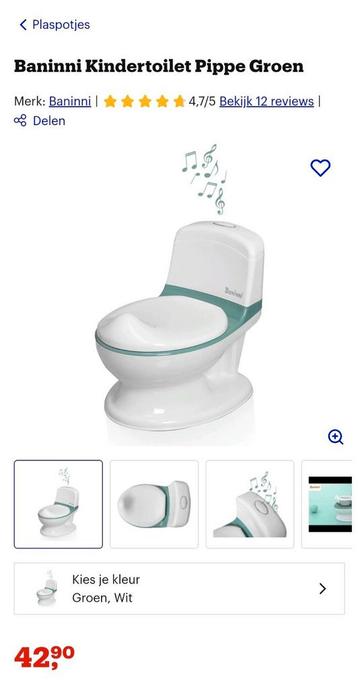 Banini plaspotje pippe met doorspoelgeluid wit groen toilet beschikbaar voor biedingen
