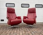Set rode leren relax fauteuils / relax stoelen, Huis en Inrichting, Fauteuils, Ophalen, Gebruikt, Minder dan 75 cm, Nvt