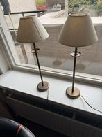 2 Tafellampjes  met messing voet, Ophalen, Gebruikt, Metaal, Minder dan 100 cm