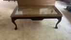 Houten salon tafel, met gehard glas en webbing., Ophalen