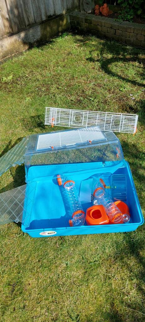 Hamsterkooi Blauw, Dieren en Toebehoren, Knaagdieren en Konijnen | Hokken en Kooien, Gebruikt, Kooi, Minder dan 60 cm, Minder dan 75 cm
