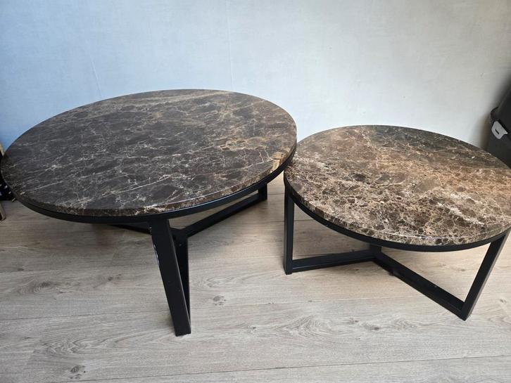 Goossens marmer salontafels 80 en 60 cm, Huis en Inrichting, Tafels | Salontafels, Zo goed als nieuw, Minder dan 50 cm, 50 tot 100 cm