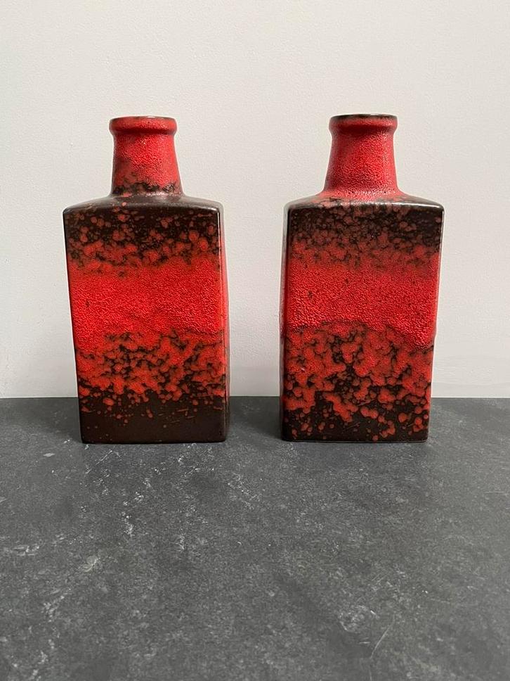 Iconisch rode Fat Lava vazen, Huis en Inrichting, Woonaccessoires | Vazen, Zo goed als nieuw, Rood, Minder dan 50 cm, Ophalen of Verzenden