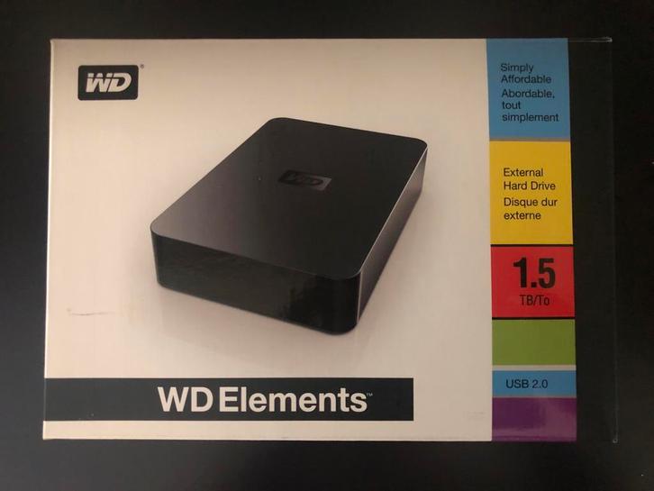 WD Elements 1.5TB Externe Harde Schijf, Computers en Software, Harde schijven, Gebruikt, Server, Extern, HDD, USB, Ophalen of Verzenden