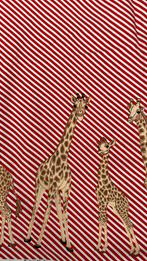 Giraffe border op rode diagonale steep tricot, 120 cm of meer, Nieuw, Ophalen of Verzenden, Katoen