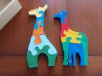 2 Rubberen GIRAF puzzels in kistje, als nieuw, Ophalen, Minder dan 10 stukjes, Zo goed als nieuw