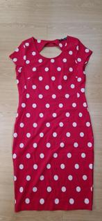 Juffrouw Jansen jurk polkadot rood wit zonder mouw zomer 38, Maat 38/40 (M), Ophalen of Verzenden, Zo goed als nieuw, Knielengte