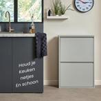 Prullenbak 4 vakken-Metaal- Grijs-Afvalemmer 60 Liter, Huis en Inrichting, Woonaccessoires | Prullenbakken, Ophalen, Nieuw, 40 liter of meer