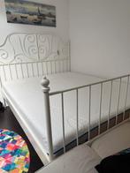 Ikea bed metaal 160x200 (met of zonder matras), Huis en Inrichting, Slaapkamer | Bedden, Ophalen, Wit, Tweepersoons, Zo goed als nieuw