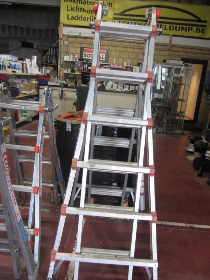 Professionele WAKU Kwaliteit Vouwladder € 295 excl., Doe-het-zelf en Verbouw, Ladders en Trappen, Zo goed als nieuw, Ladder, 4 meter of meer