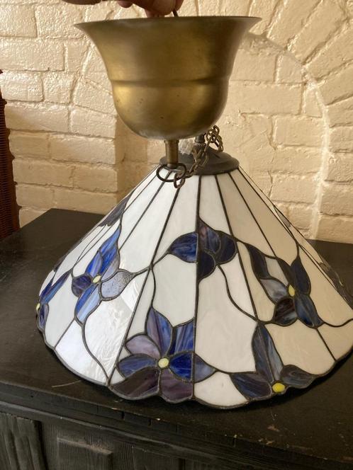 Prachtige Wit/blauwe tiffany hanglamp, Antiek en Kunst, Antiek | Lampen, Ophalen