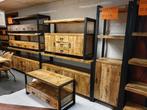 Mangohouten boekenkast met twee lades, 110x180cm, Huis en Inrichting, Kasten | Boekenkasten, Nieuw, 25 tot 50 cm, 100 tot 150 cm