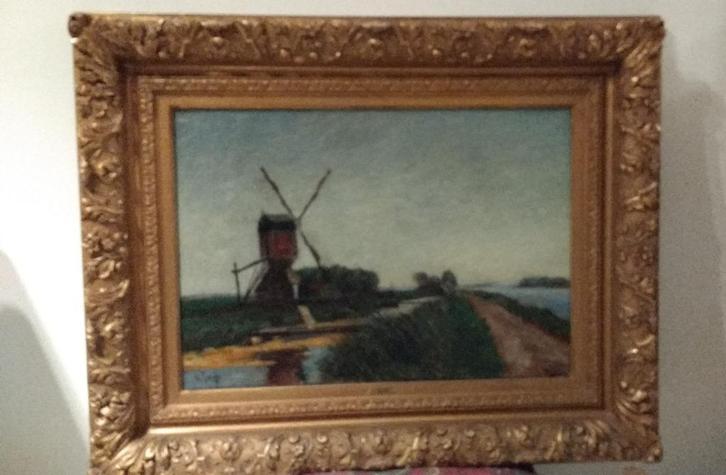 HAAGSE SCHOOL Victor Bauffe molen bij Mijdrecht, Antiek en Kunst, Kunst | Schilderijen | Klassiek, Ophalen