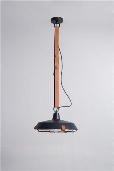 Zuiver lamp zwart met leer 2x, Huis en Inrichting, Lampen | Hanglampen, Zo goed als nieuw, Minder dan 50 cm, Ophalen