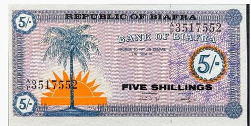 Biafra (Nigeria), 5 Shillings, 1967, UNC, p1#, Postzegels en Munten, Bankbiljetten | Afrika, Los biljet, Nigeria, Ophalen of Verzenden