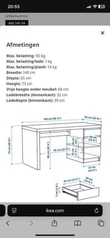 Ikea malm bureau zwart - afbeelding 7