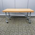 Verrijdbare college tafel vergadertafel  met steigerbuisfram, Gebruikt