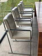 Eetset met 4x stoel en bank merk Harvink kleur creme leer, Ophalen, Gebruikt, Modern, 4 tot 6 stoelen