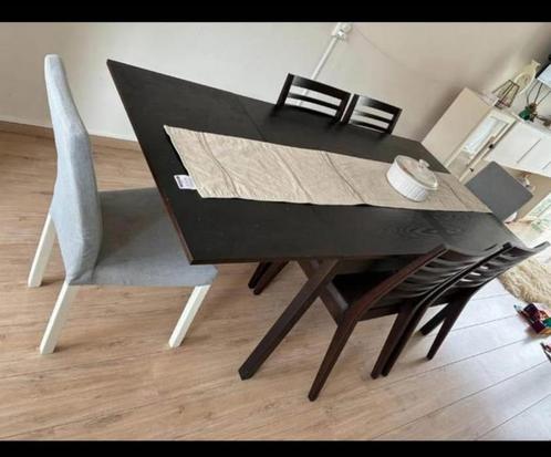 Uitschuifbare kersenhouten eettafel met 6 stoelen, Huis en Inrichting, Tafels | Eettafels, Gebruikt, 50 tot 100 cm, 100 tot 150 cm