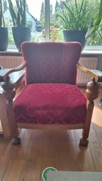 2 Antieke fauteuils met rood damast, Antiek en Kunst, Ophalen